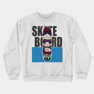 Cool Gorilla Skateboard Graphic Illustration Crewneck Sweatshirt